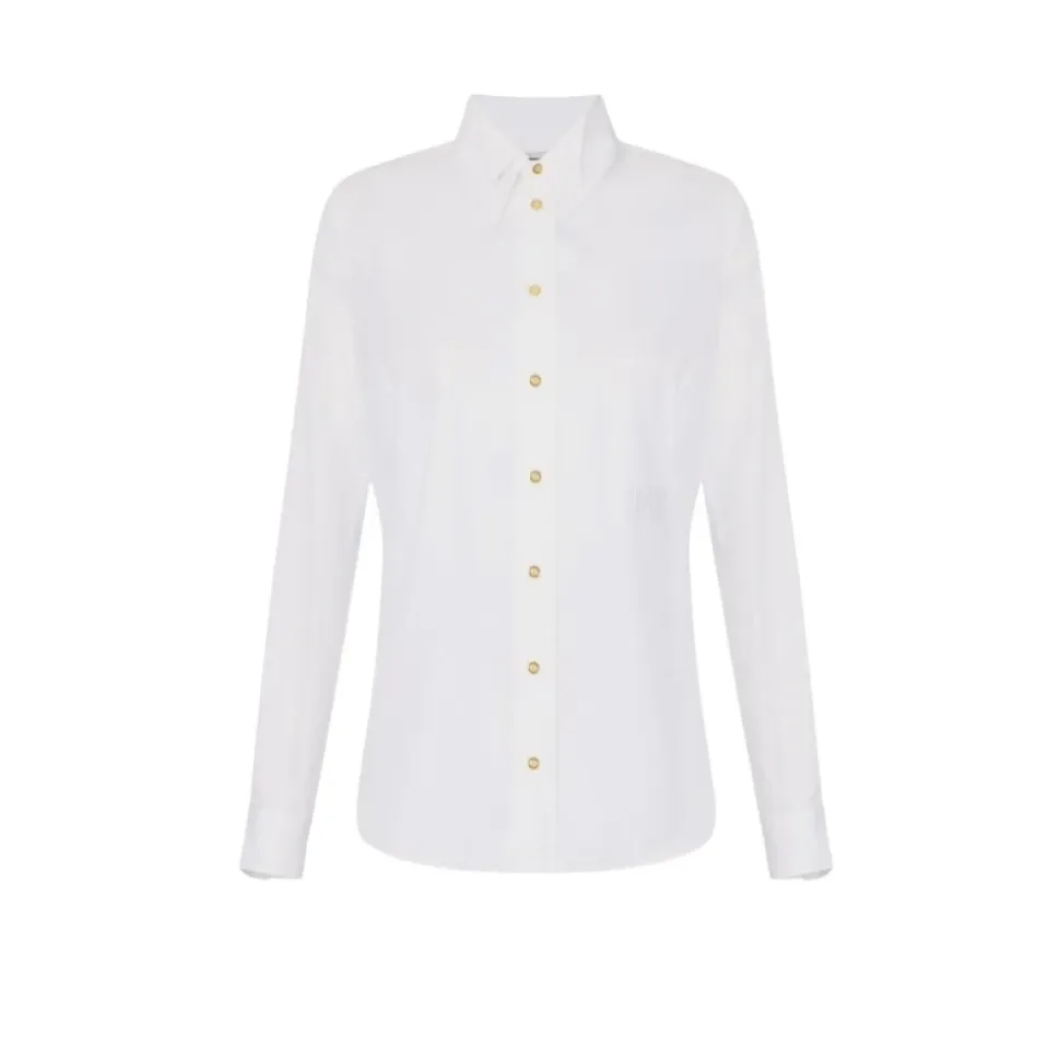 Camisa de Algodón con Doble Cuello y Bordado