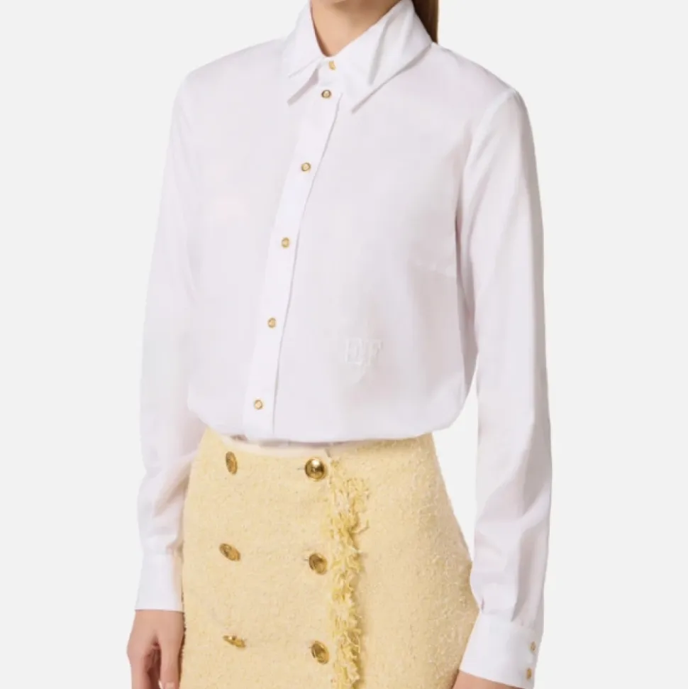 Camisa de Algodón con Doble Cuello y Bordado
