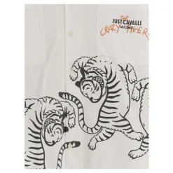 Camisa de algodón con estampado de tigre y logo