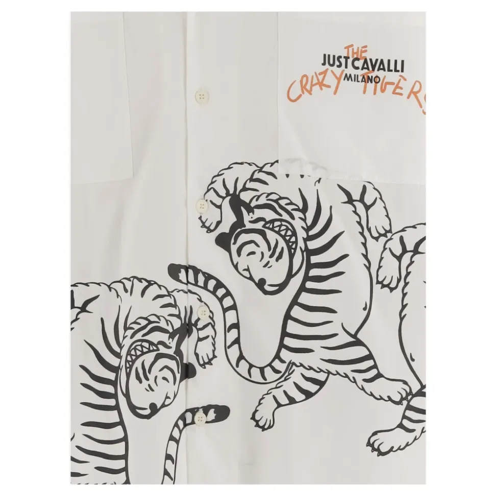 Camisa de algodón con estampado de tigre y logo