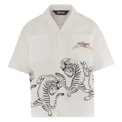 Camisa de algodón con estampado de tigre y logo