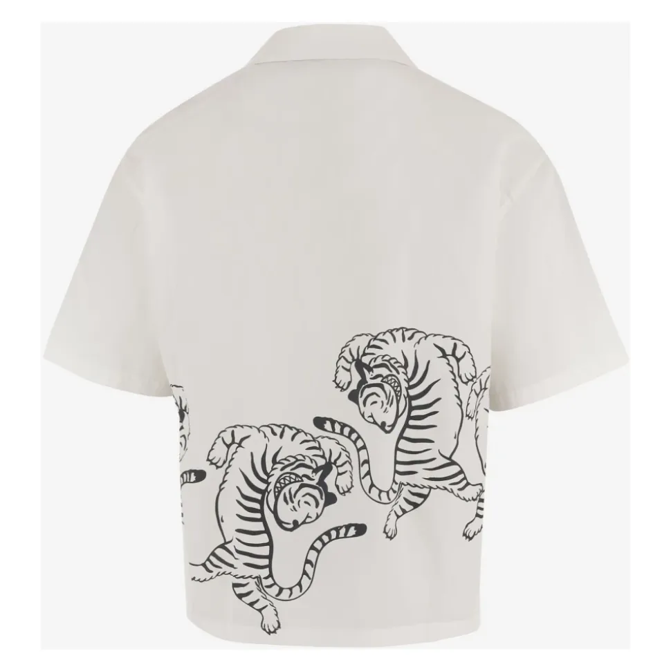 Camisa de algodón con estampado de tigre y logo
