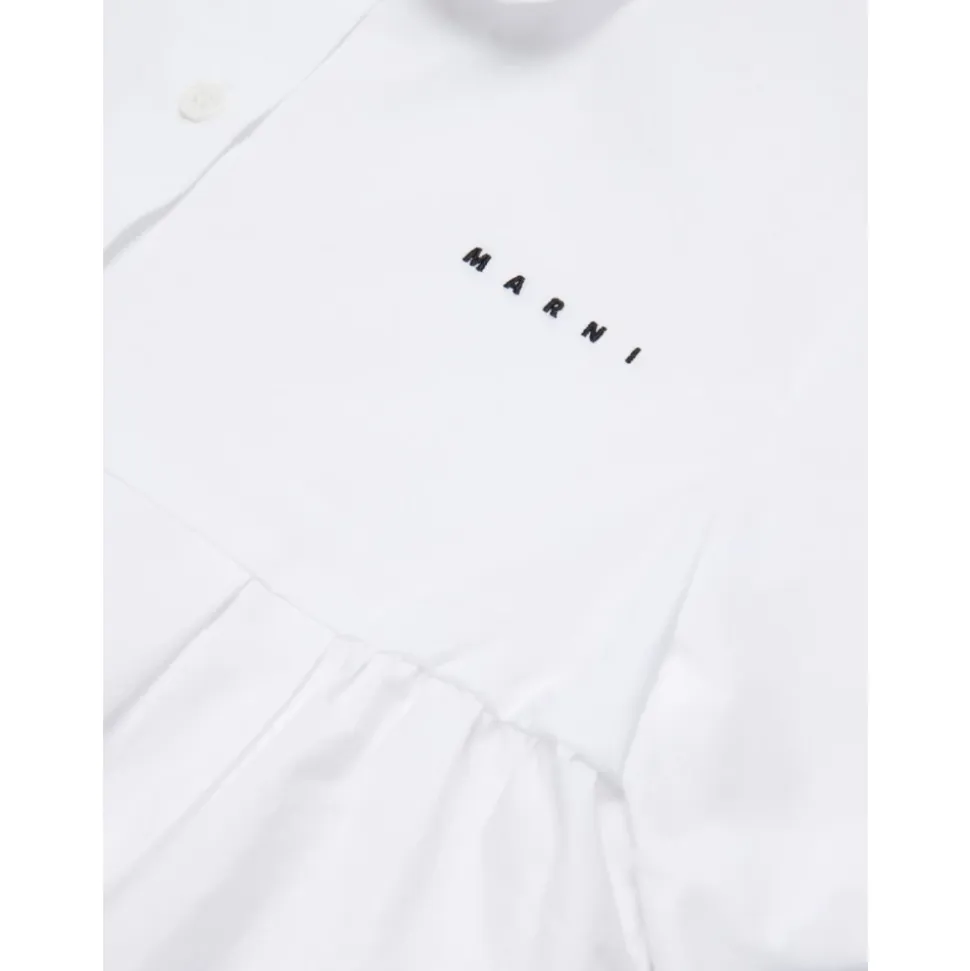 Camisa de Algodón con Volante en el Bajo