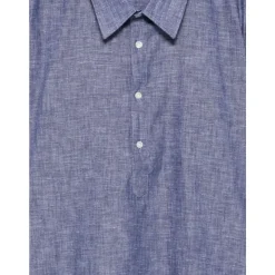 Camisa de Algodón y Lino con Media Botonadura