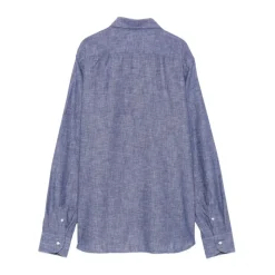 Camisa de Algodón y Lino con Media Botonadura