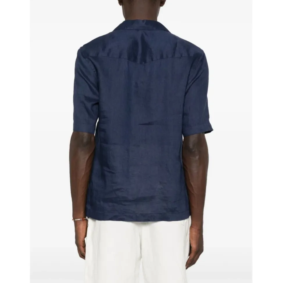 Camisa de Lino con Cuello Revere