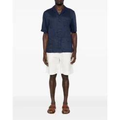 Camisa de Lino con Cuello Revere