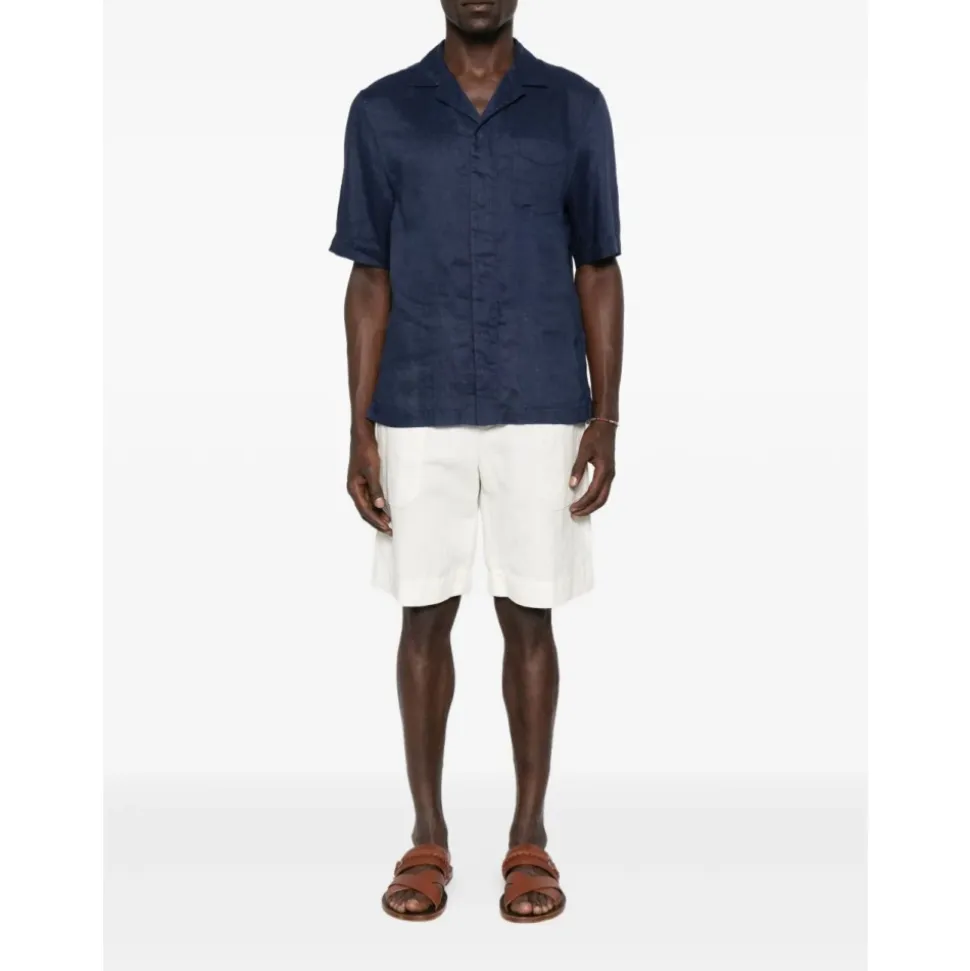 Camisa de Lino con Cuello Revere