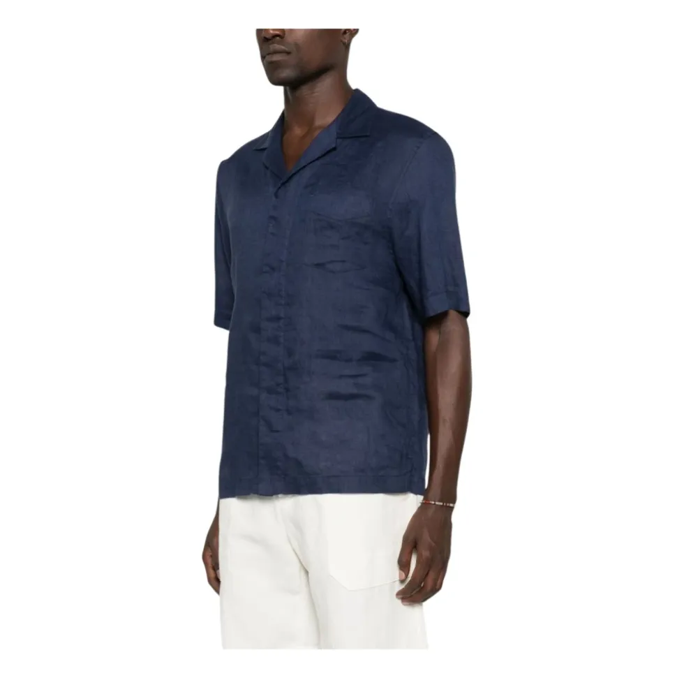 Camisa de Lino con Cuello Revere