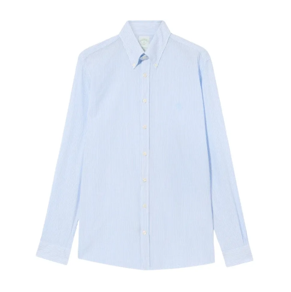 Camisa de Seersucker a Rayas Slim Fit con Botones