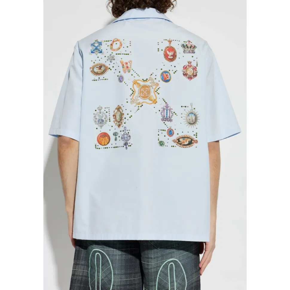 Camisa Estampada Colorida con Lentejuelas Brillantes