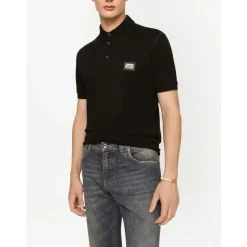 Camisa Polo de Algodón Negro