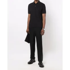 Camisa Polo de Mezcla de Algodón Negro