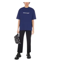 Camiseta azul oversize con estampado de logo Hombre
