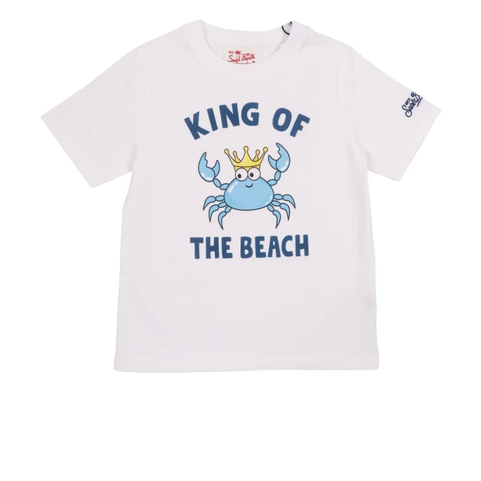 Camiseta con estampado frontal y bordado