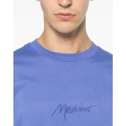Camiseta con logo bordado cuello redondo