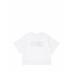 Camiseta con Logo de Pedrería y Dobladillo Asimétrico