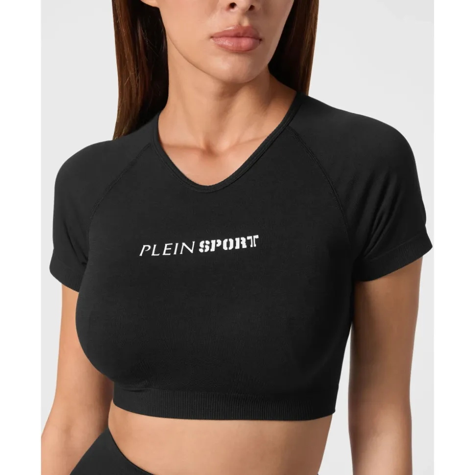 Camiseta Corta Sin Costuras con Cuello en V