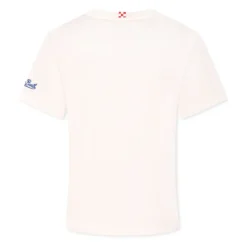 Camiseta de Algodón Blanca con Estampado de Pulpo