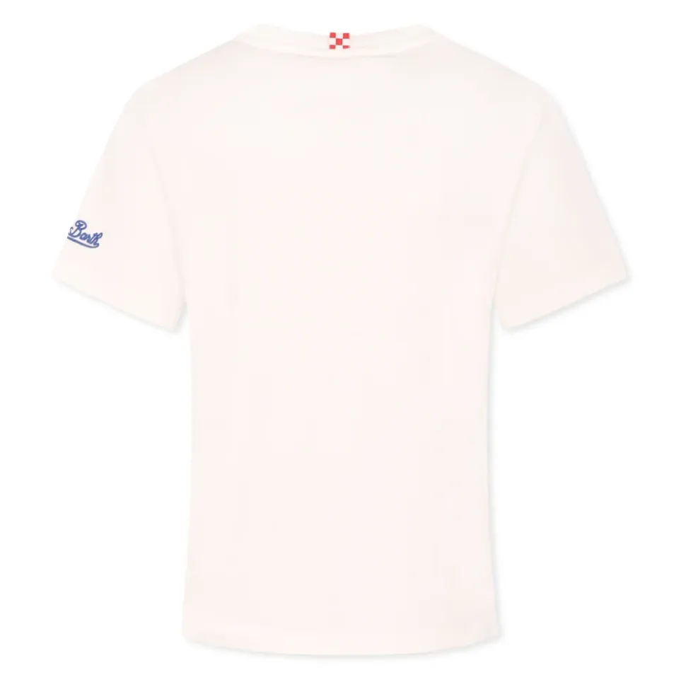Camiseta de Algodón Blanca con Estampado de Pulpo