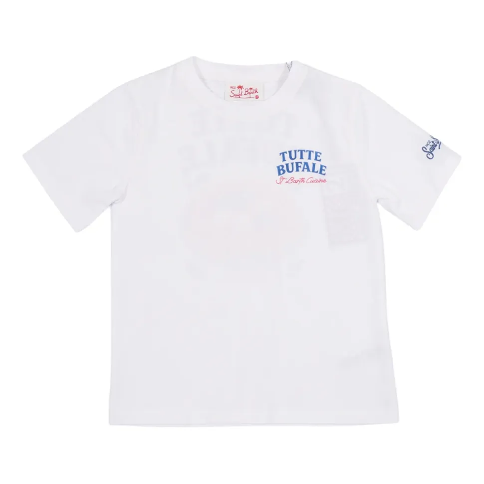 Camiseta de algodón con estampado y bordado