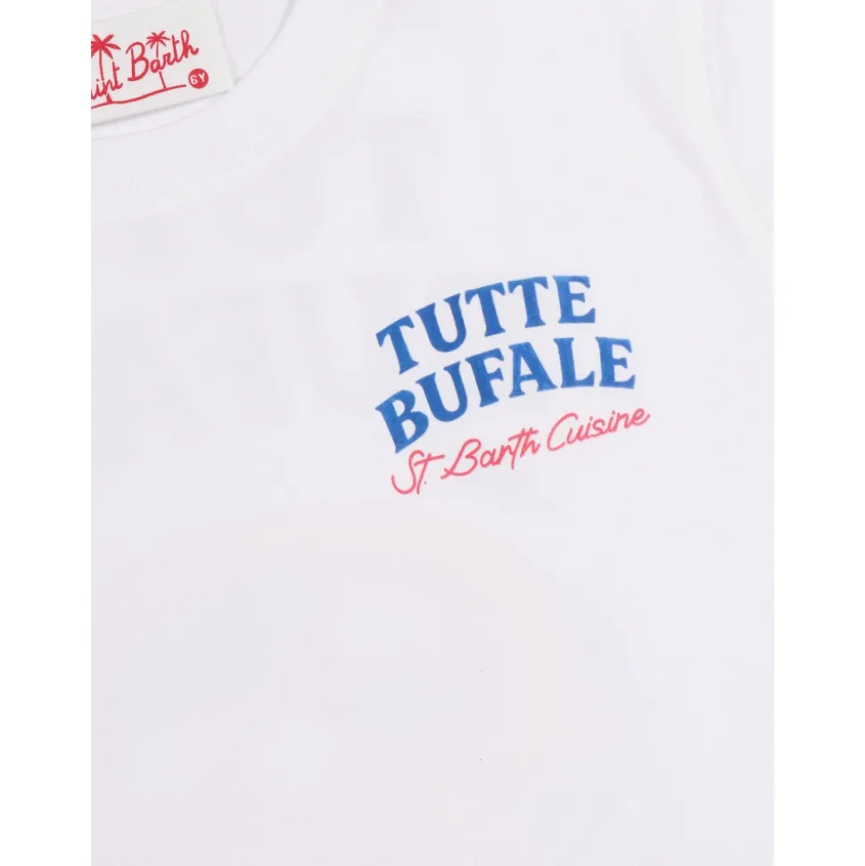 Camiseta de algodón con estampado y bordado