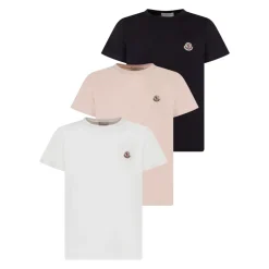 Camiseta de algodón con parche del logo (Paquete de tres)
