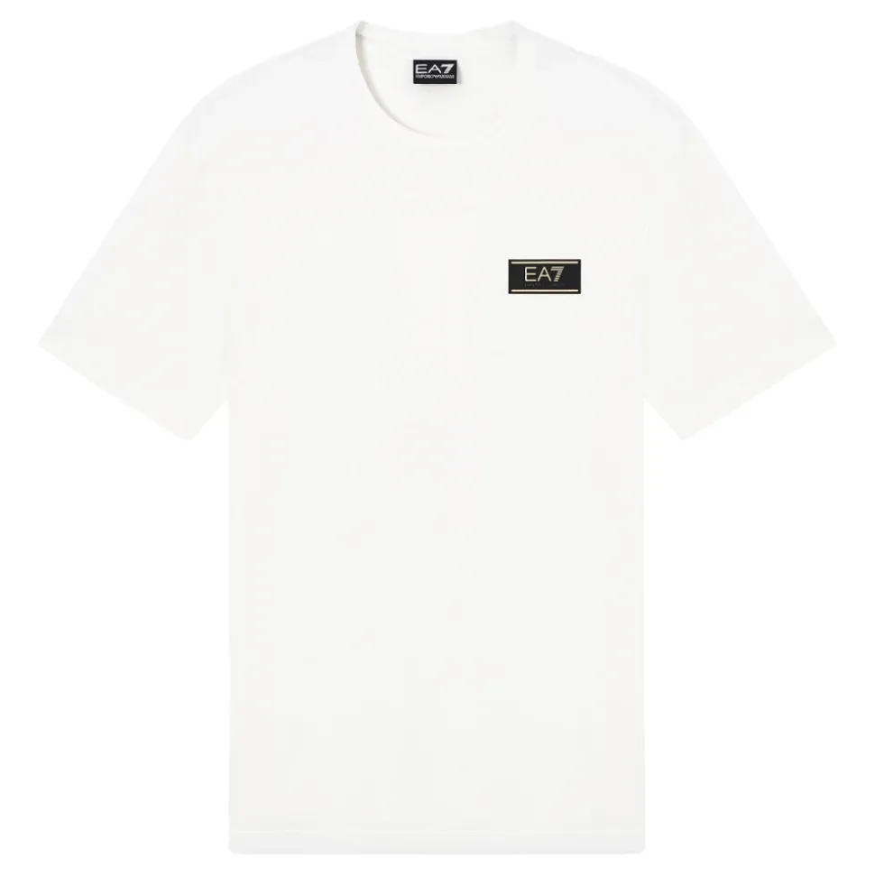Camiseta de cuello redondo con parche del logo