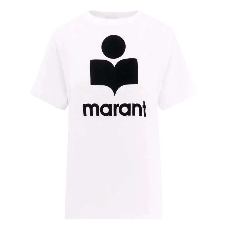 Camiseta de lino con logo flocado