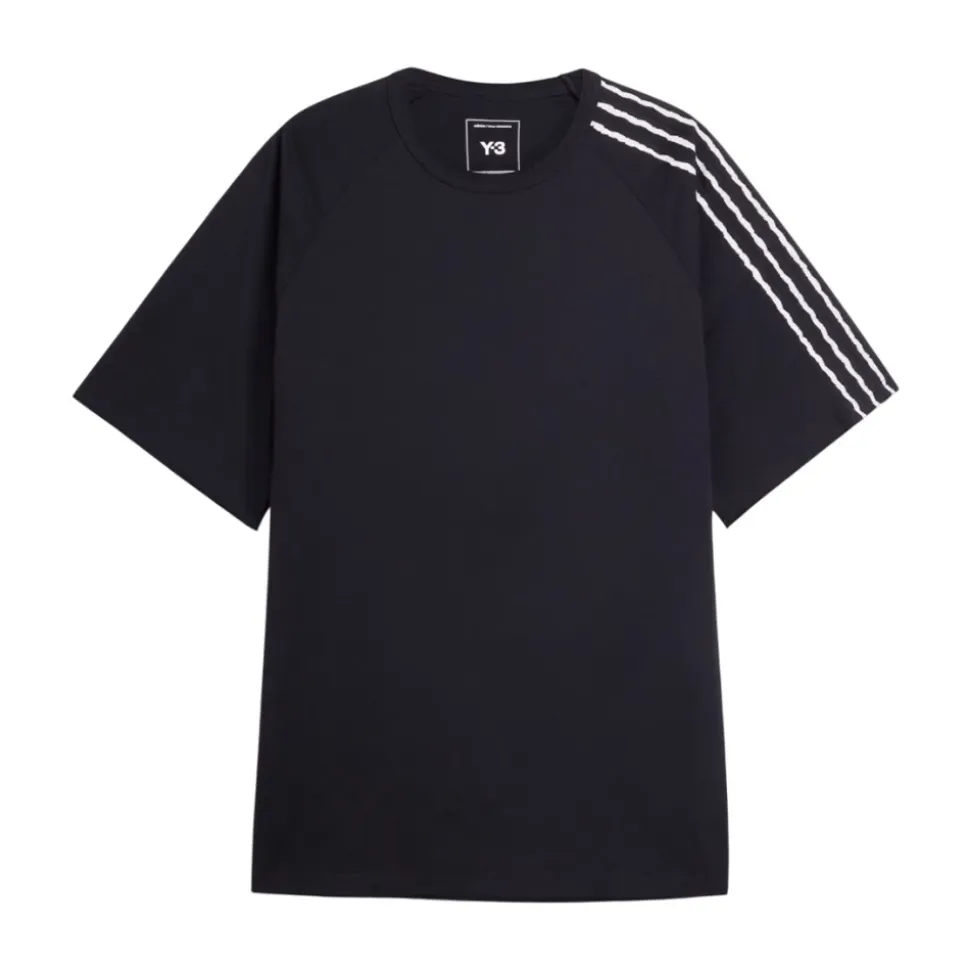 Camiseta de Manga Corta con Bordes sin Rematar y 3 Rayas