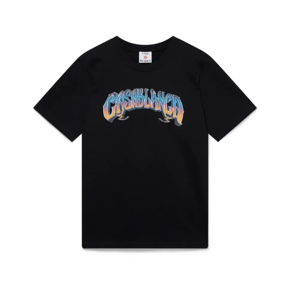 Camiseta de Manga Corta con Degradado Gótico