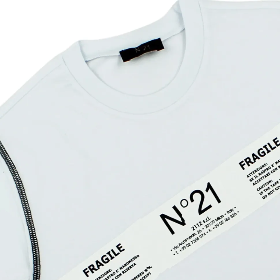 Camiseta de punto de algodón con logo en cursiva