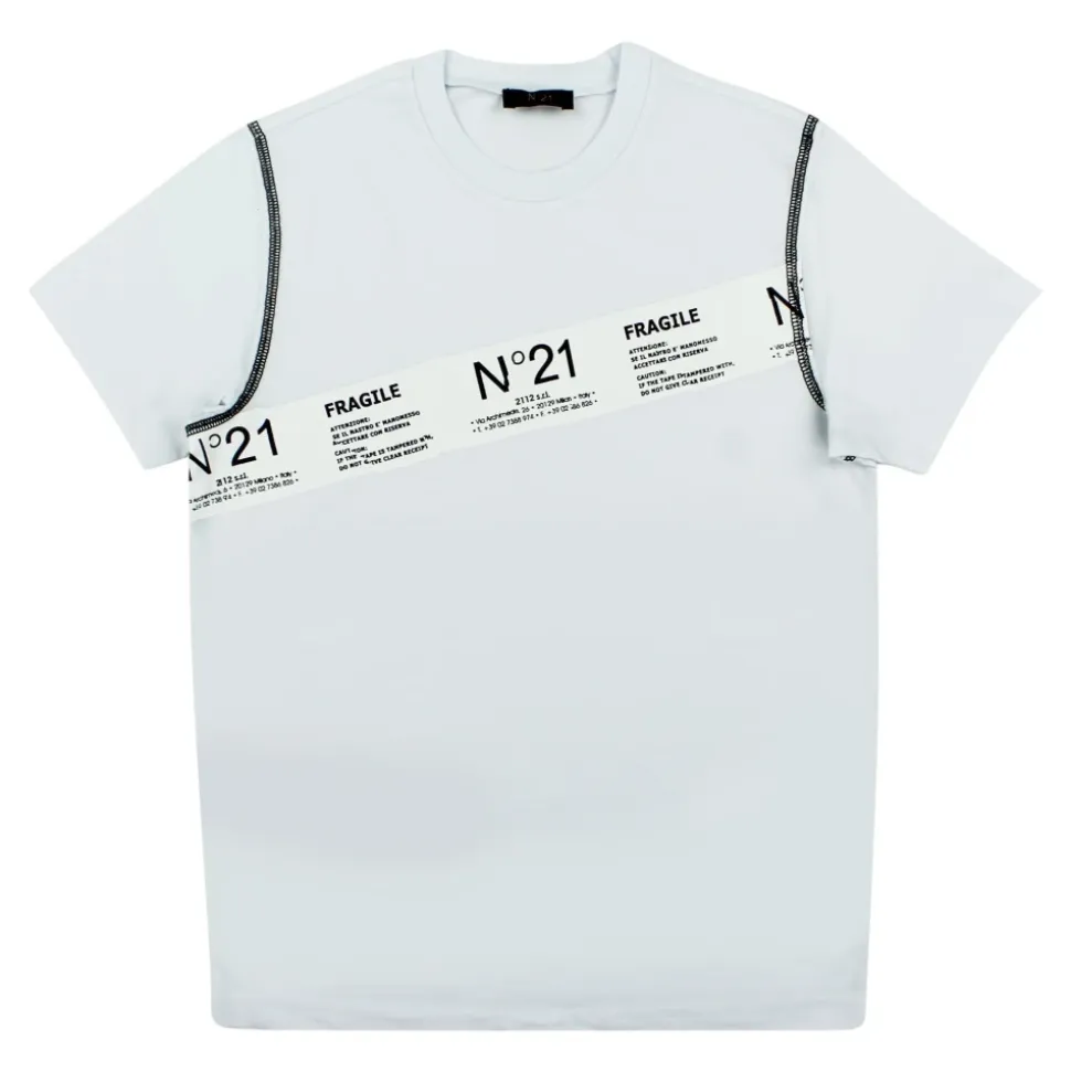 Camiseta de punto de algodón con logo en cursiva