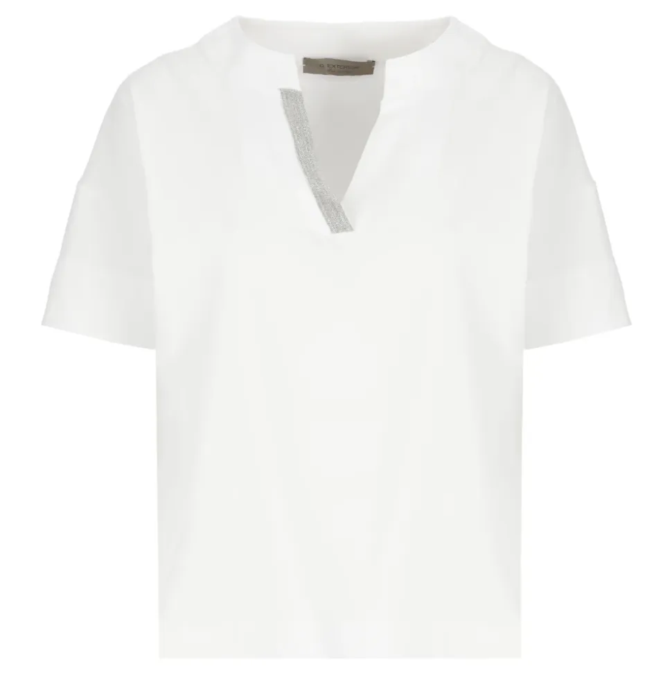Camiseta Polo de Algodón Blanco con Cuello en V