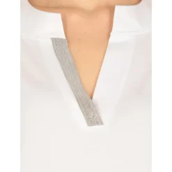 Camiseta Polo de Algodón Blanco con Cuello en V