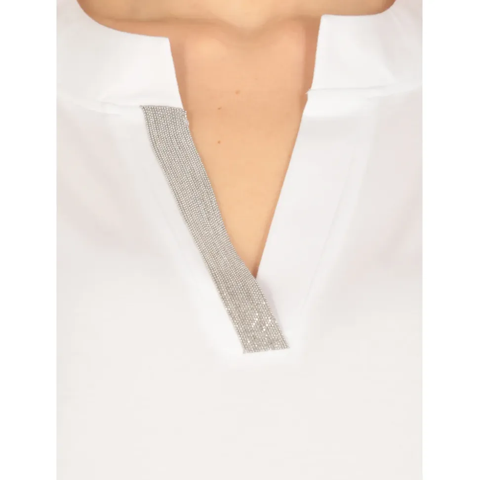 Camiseta Polo de Algodón Blanco con Cuello en V