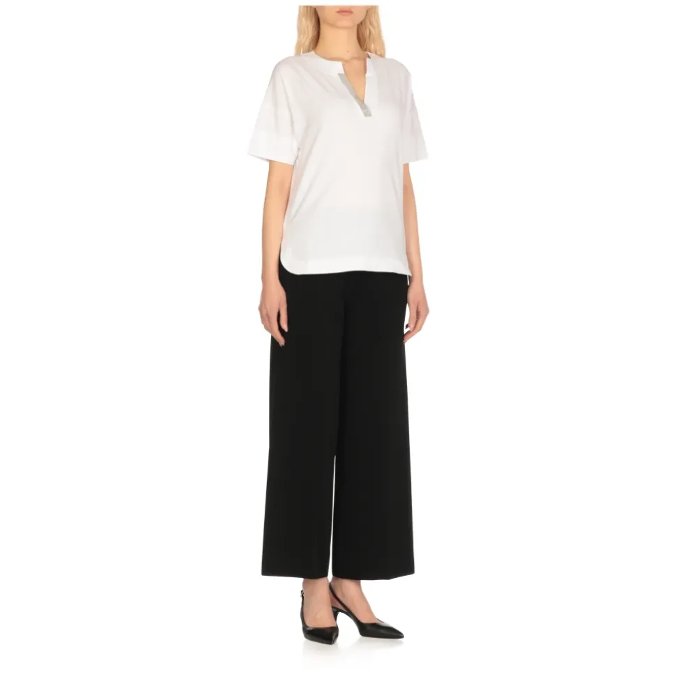 Camiseta Polo de Algodón Blanco con Cuello en V