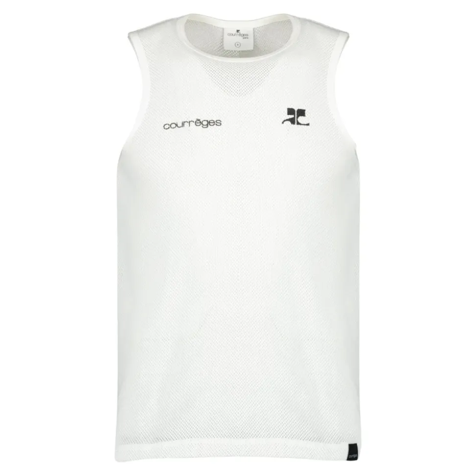 Camiseta sin Mangas de Malla Estampada