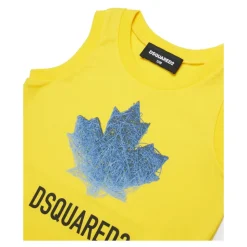 Caniseta con estampado de logo y hoja de arce en contraste