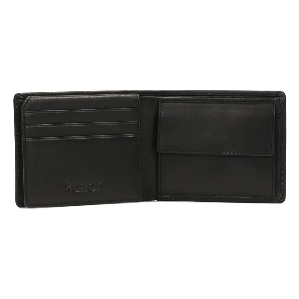 Cartera clásica de cuero negro para hombre