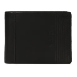 Cartera clásica de cuero negro para hombre