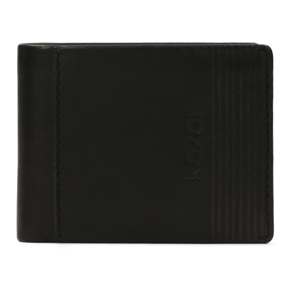 Cartera clásica de cuero negro para hombre