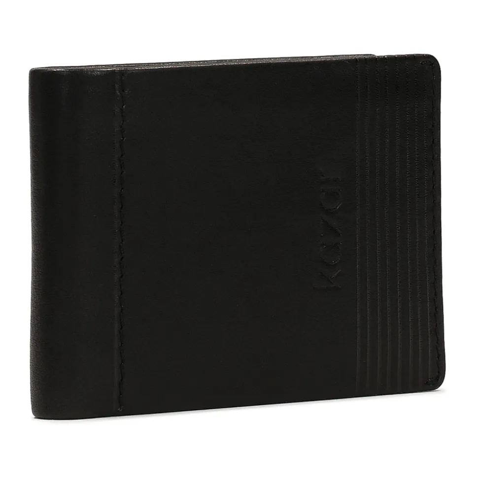 Cartera clásica de cuero negro para hombre