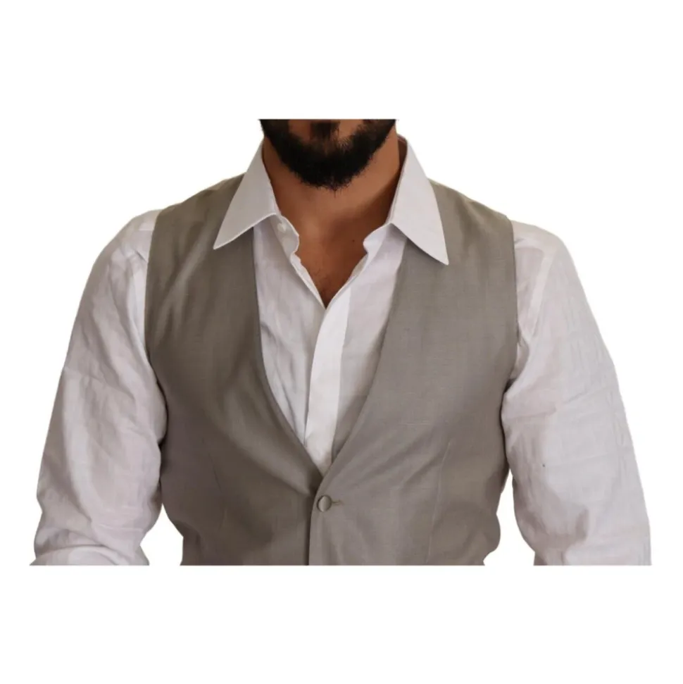 Chaleco Beige Single Breasted