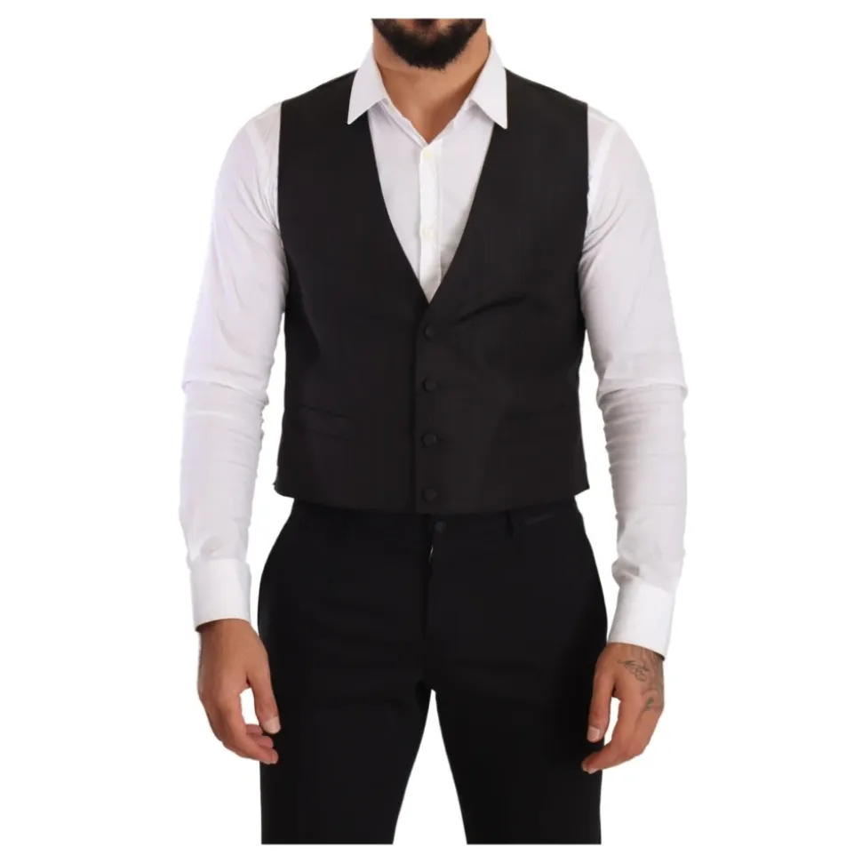 Chaleco Formal de Seda Gris, Slim Fit, Hecho en Italia