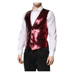 Chaleco Formal Rojo de Lentejuelas
