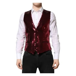 Chaleco Formal Rojo de Lentejuelas