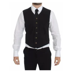 Chaleco Negro Vestido Cuello en V Corte Clásico