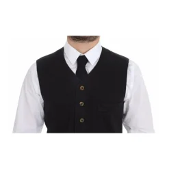 Chaleco Negro Vestido Cuello en V Corte Clásico