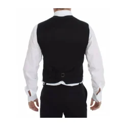 Chaleco Negro Vestido Cuello en V Corte Clásico